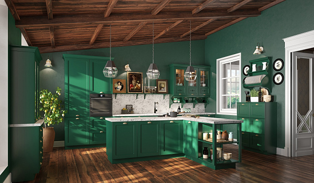 Зеленые кухни Кухня Адриана Эмеральд
